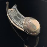 A RARE VICTORIAN HALLMARKED SILVER BOSUNS WHISTLE PIPE / BOATSWAINS CALL, DATED 1870 BIRMINGHAM, FOR
