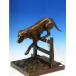 SALLY ARNUP (1930-2015). ARR. FOXHOUND LEAPING FENCE. SIGNED LIMITED EDITION BRONZE, 10/10. H.