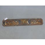 A CAST IRON ROAD SIGN 'CROSS OAK ROAD'. 97cm (L).