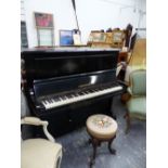 A BECHSTEIN UPRIGHT PIANO, THE EBONISED CASE NUMBERED 53706, GILT IRON