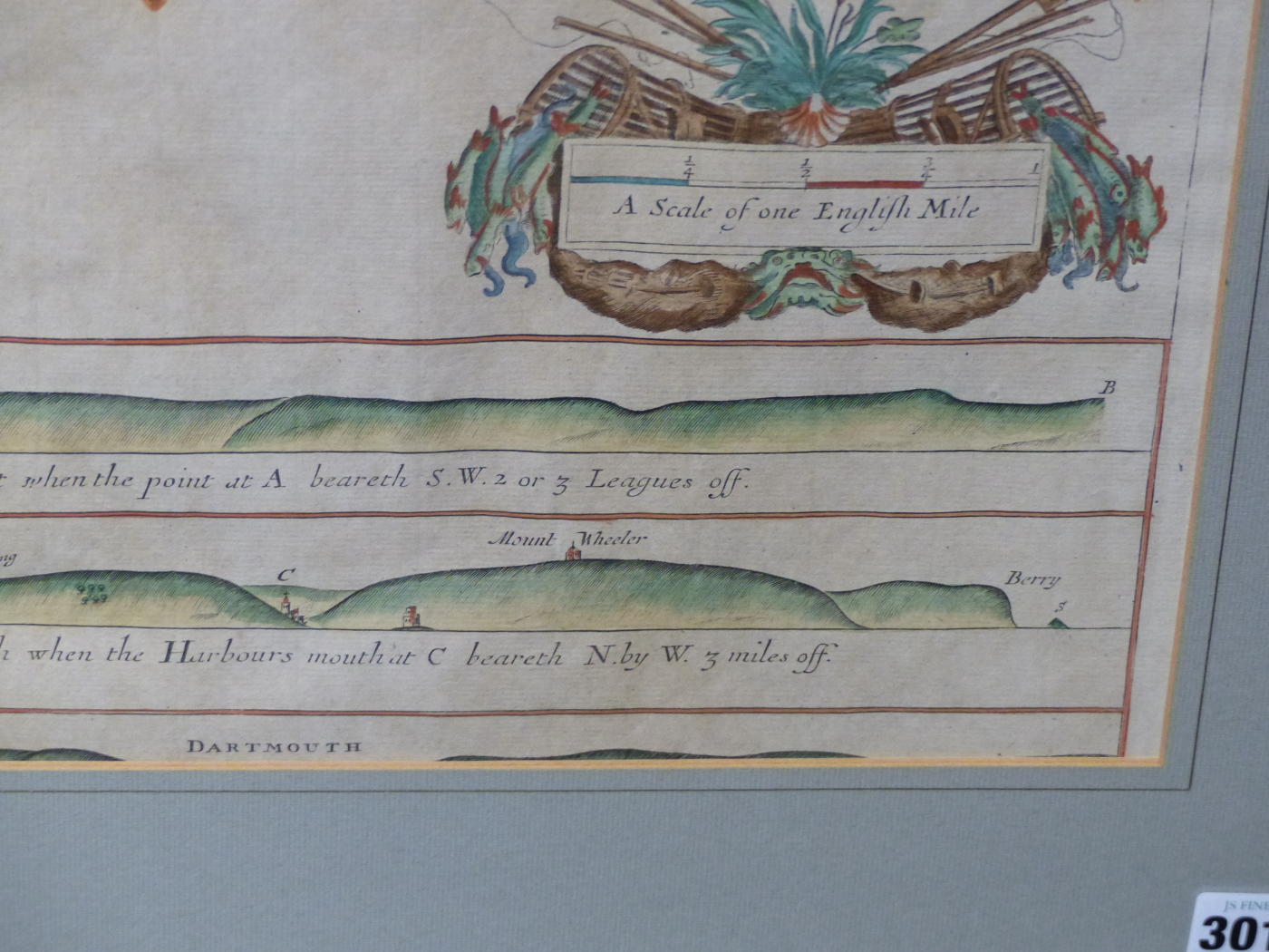 AFTER G. COLLINS. AN ANTIQUE HAND COLOURED MAP OF DARTMOUTH. 46 x 57.5cms. - Image 7 of 10