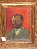 19th/20th.C. CONTINENTAL SCHOOL. PORTRAIT OF A BEARDED GENTLEMAN. SIGNED INDISTINCTLY, OIL ON PANEL.