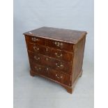 AN 18th.C. AND LATER WALNUT AND EBONY INLAID CHEST OF TWO SHORT AND FOUR LONG DRAWERS ON BRACKET FEE
