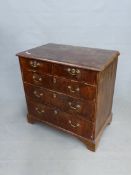 AN 18th.C. AND LATER WALNUT AND EBONY INLAID CHEST OF TWO SHORT AND FOUR LONG DRAWERS ON BRACKET FEE