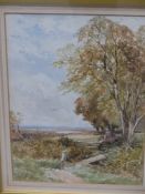 E.M. WIMPERIS (1835-1900). A DOWNLAND SCENE. WATERCOLOUR, INITIALLED. 26 x 18cms.