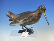 CONTEMPORARY SCHOOL. A WOODCOCK. BRONZE, H. 16cm.