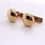 A PAIR OF 18ct YELLOW GOLD DOMED BUTTON T- BAR CUFF LINKS 14.2grms.