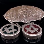 A DUTCH SILVER BROOCH DEPICTING A COUNTRY SCENE WITH MAKERS MARK TO REVERSE GH3 AND SWORD MARK,