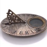 A FINE RARE LATE 17TH CENTURY FRENCH SILVER SMALL BUTTERFIELD TYPE POCKET SUNDIAL BY JACQUES THOURY,