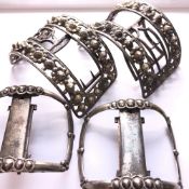 TWO PAIRS OF ANTIQUE CONTINENTAL SILVER BUCKLES,THE SMALLER PAIR HAVING IRON FASTENINGS TO THE