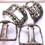 TWO PAIRS OF ANTIQUE CONTINENTAL SILVER BUCKLES,THE SMALLER PAIR HAVING IRON FASTENINGS TO THE