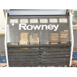 A ROWNEY TABLE TOP ART SHOP DISPLAY CABINET FOR PASTELS, CONTAINING SIX SLIDES FORMERLY USED BY MARY
