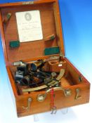 AN HEZZANITH ENDLESS SCREW Co. SEXTANT IN A MAHOGANY CASE LABELLED INSIDE THE LID FOR 1928, THE