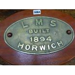 A CAST BRONZE RAILWAY PLAQUE "NORTH BRITISH LOCOMOTIVE COMPANY LTD GLASGOW" 1926 QUEENS PARK WORKS