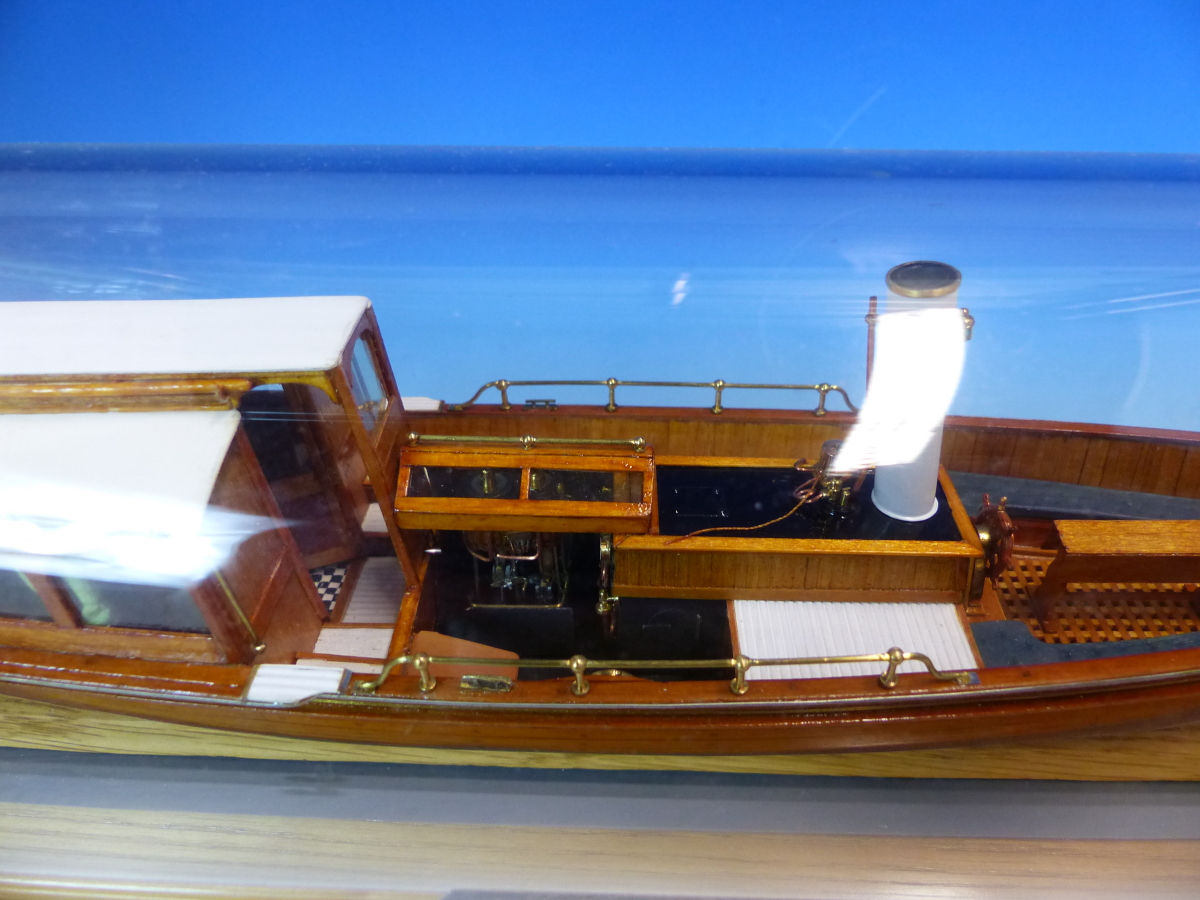 A WINDERMERE STEAMBOAT MUSEUM MODEL OF THE STEAM LAUNCH BRANKSOME MOUNTED WITHIN A BOTTLE ON A - Image 5 of 12