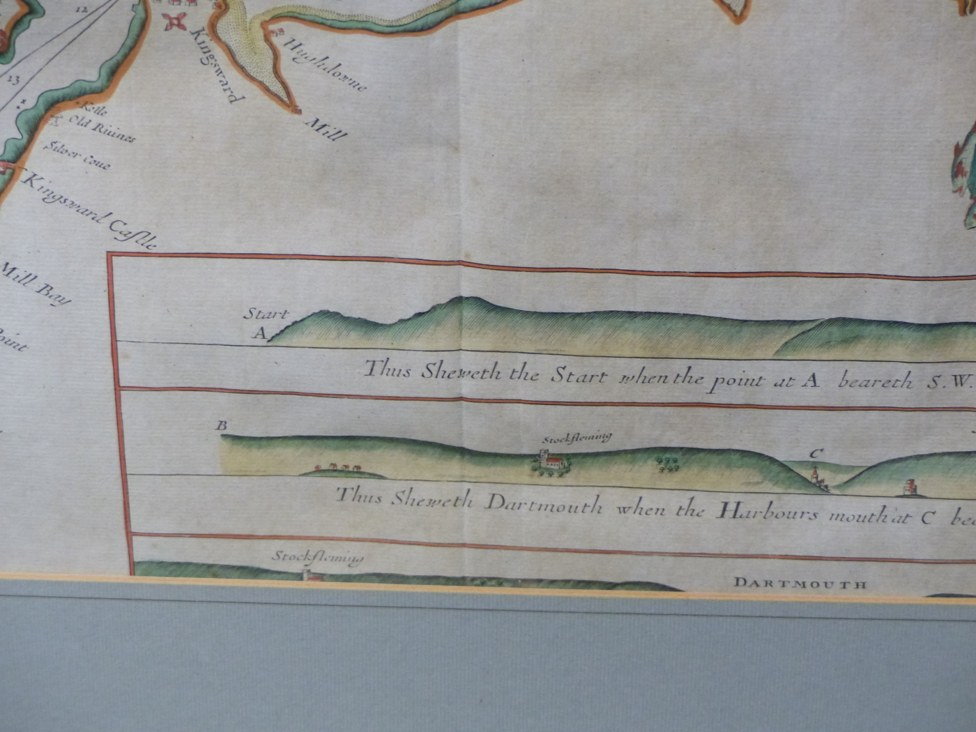 AFTER G. COLLINS. AN ANTIQUE HAND COLOURED MAP OF DARTMOUTH. 46 x 57.5cms. - Image 6 of 10