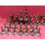 A 19th C. KILLARNEY TURNED ARBUTUS WOOD CHESS SET, ONE SIDE MARGINALLY PALER THAN THE OTHER, THE