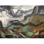 DAVID SMITH (1930-1999). ARR. A WELSH VALLEY. SIGNED INDISTINCTLY AND DATED 1963, OIL ON BOARD.