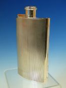 A SILVER HALLMARKED HIP FLASK WITH HINGED SCREW DOWN COVER. DATED 1940 LONDON FOR WILLIAM SUCKLING