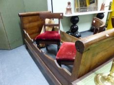 A 19th C. WALNUT SLEIGH SINGLE BED, THE ENDS. W 82.5 x H 87cms.