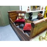 A 19th C. WALNUT SLEIGH SINGLE BED, THE ENDS. W 82.5 x H 87cms.