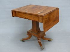 A LATE REGENCY ROSEWOOD SOFA TABLE WITH A DRAWER TO ONE END BELOW THE RECTANGULAR TOP, THE S