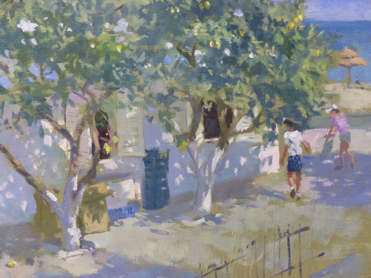 JACQUELINE WILLIAMS (b. 1962). ARR. LEMON TREE. INITIALLED OIL ON BOARD, GALLERY LABEL VERSO. 24 x - Image 2 of 7
