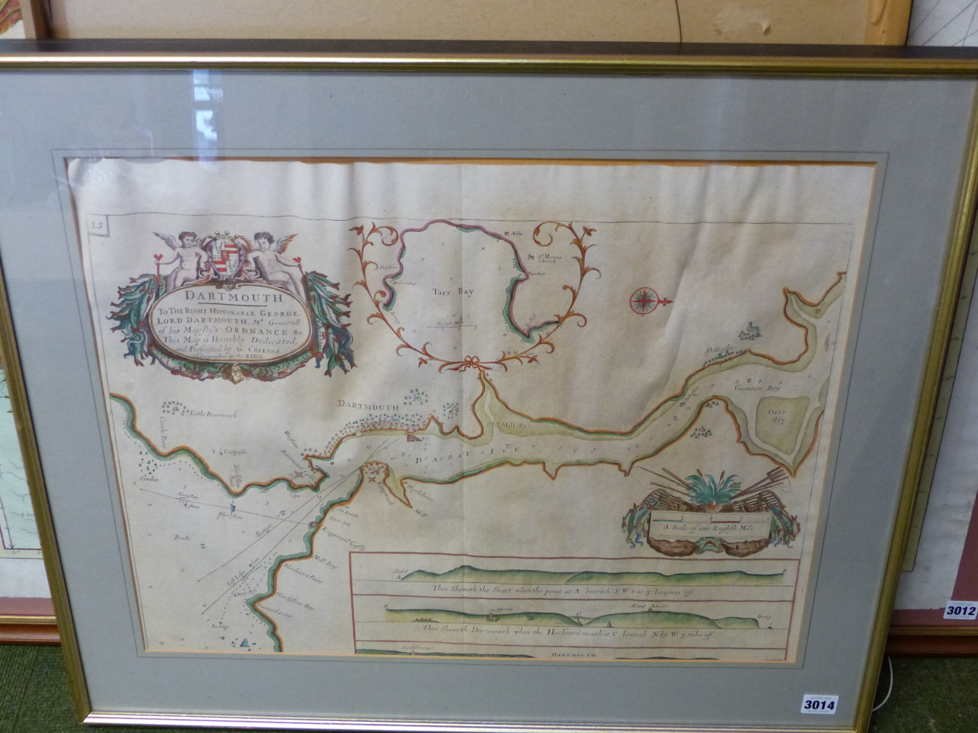 AFTER G. COLLINS. AN ANTIQUE HAND COLOURED MAP OF DARTMOUTH. 46 x 57.5cms. - Image 8 of 10