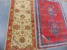 A PERSIAN AFSHAR RUG, 195 x 140cms. TOGETHER WITH A PERSIAN DESIGN RUNNER, 240 x 77cms.