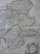 AN ANTIQUE HAND COLOURED MAP ENTITLED 'A NEW MAP OF THE COUNTIES OF CUMBERLAND AND WEST MORELAND'