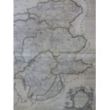 AN ANTIQUE HAND COLOURED MAP ENTITLED 'A NEW MAP OF THE COUNTIES OF CUMBERLAND AND WEST MORELAND'