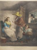 AFTER GEORGE MORLAND. TWO DECORATIVE COLOUR PRINTS, ONE ENTITLED 'CREDULOUS INNOCENCE' AND THE