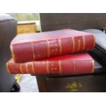 CHARLES KNIGHT EDITOR, SHAKSPERE, THE IMPERIAL EDITION, TWO VOLUMES HALF BOUND IN RED LEATHER