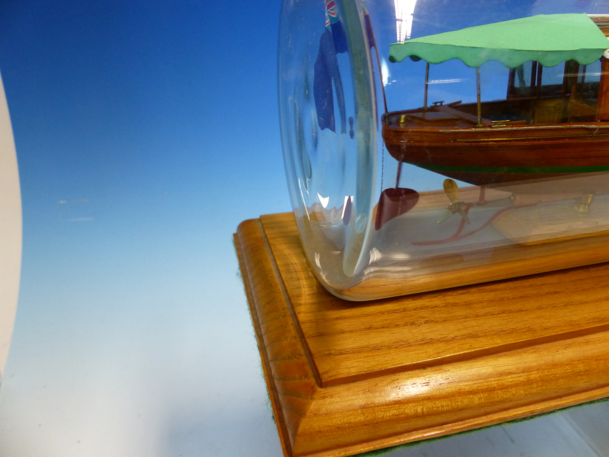 A WINDERMERE STEAMBOAT MUSEUM MODEL OF THE STEAM LAUNCH BRANKSOME MOUNTED WITHIN A BOTTLE ON A - Image 7 of 12