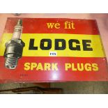TWO LODGE SPARK PLUGS ALLOY WALL SIGNS. 47 x 30cms (2).