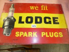 TWO LODGE SPARK PLUGS ALLOY WALL SIGNS. 47 x 30cms (2).