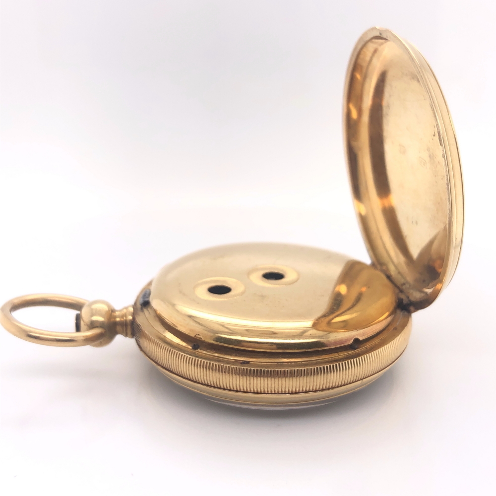 AN 18ct YELLOW GOLD OPEN FACE POCKET WATCH. CASE DIAMETER 42mm, GROSS WEIGHT 67.6grms. - Image 6 of 12