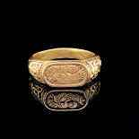 A FINE MEDIEVAL 15th C. AD GOLD ICONOGRAPHIC RING. THE OCTAGONAL TABLET ENGRAVED IN RESERVE WITH THE