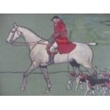 CIRCLE OF CECIL ALDIN. A VINTAGE SCENE OF HUNTSMEN WITH HOUNDS, OIL ON BOARD, INITIALLED AND DATED