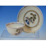 A NANKING CARGO FAMILLE VERTE TEA BOWL AND SAUCER, Ex CHRISTIES LOT 5729, PAINTED WITH PINE TREES