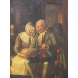 J.H. THOMSON (MID 19th.C. ENGLISH SCHOOL). BY THE FIRE. INSCRIBED AND DATED VERSO, OIL ON CANVAS. 76