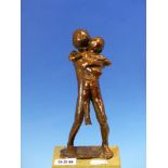 JANE HAMILTON (b. 1950). ARR. TWO BOYS. SIGNED LIMITED EDITION BRONZE, 10/10, MOUNTED ON STONE