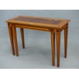 A LORD LINLEY SPECIMEN WOOD RECTANGULAR PIER TABLE, THE CENTRE OF THE TOP OF BURR WALNUT ENCLOSED BY