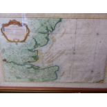 AN ANTIQUE HAND COLOURED MAP AFTER LES. BELLIN ENTITLED 'ART DES ENTREES DE LA TAMISE', A MARINE MAP