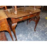 A GEORGIAN AND LATER OAK OCTAGONAL TOP ONE DRAWER TABLE, PAD FEET. 72cm (H) x 79cm (W) x 56cm (D).