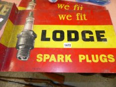 A LODGE SPARK PLUGS DOUBLE SIDED ALLOY SIGN. 47 x 30cms.