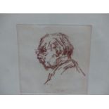 MILEIN COSMAN (20th.C. SCHOOL). PORTRAIT OF SIR THOMAS BEECHAM. SIGNED ETCHING. 37.5 x 32cms.