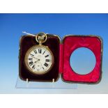 AN EASEL BACKED LEATHER CASED TRAVEL WATCH WITH SILVER MOUNTED CORNERS BY WC, LONDON 1896, THE