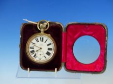 AN EASEL BACKED LEATHER CASED TRAVEL WATCH WITH SILVER MOUNTED CORNERS BY WC, LONDON 1896, THE