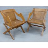 A PAIR OF ENGLISH OAK GLASTONBURY ARMCHAIRS WITH MORTICE PEG JOINTS. 70cm (W).